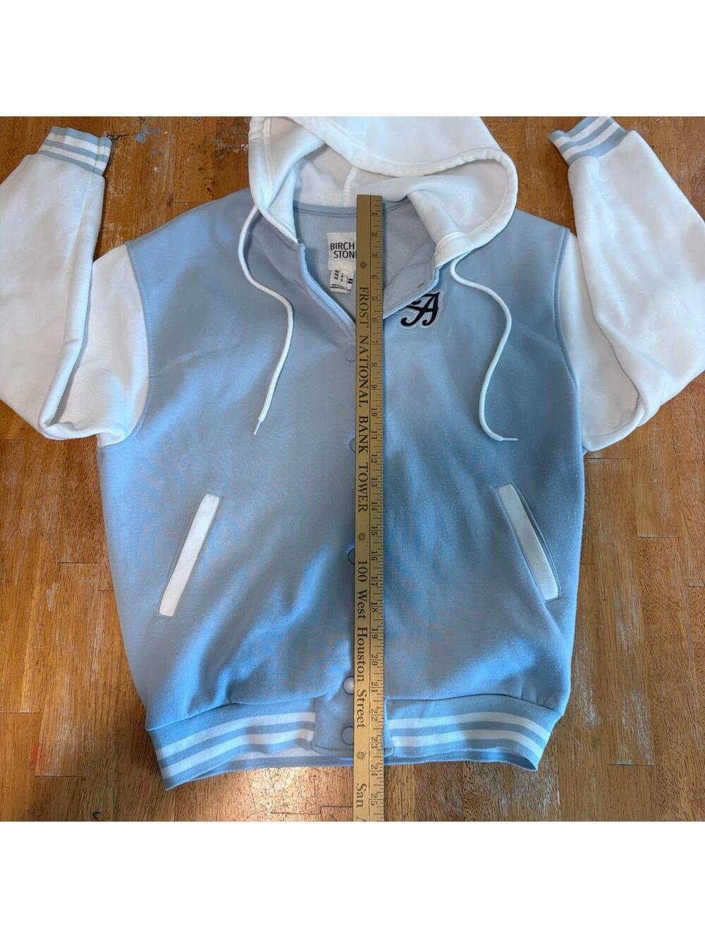 Birch & Stone Varsity Hoodie Jacket Womens S Blue Snap Up LA Y2K Streetwear - Picture 5 of 8